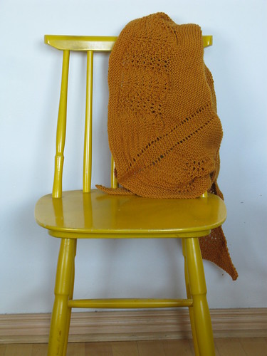 My hand-knit yellow scarf