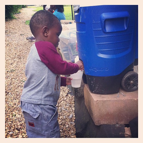 This little fella had the best time putting water on his cup over and over and over and...