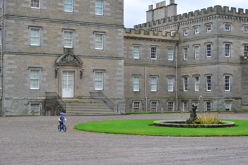 Our youngest loved cycling in front of Mellerstain House during our family cycling holiday in the Scottish Borders