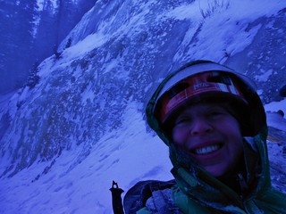 Clare at Jewell Lake Ice Climbing Wall