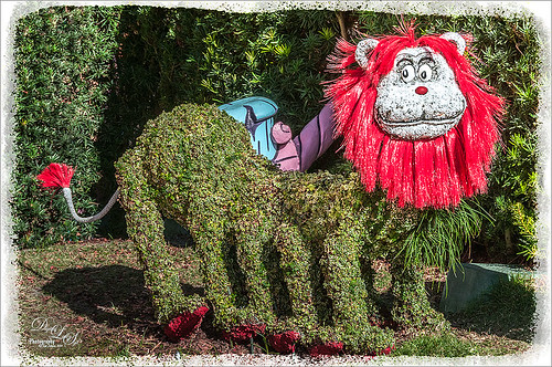 Image of a Lion Topiary at Universal Studios Dr. Seuss Landing