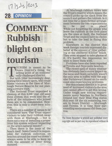 17th July Recorder editorial supports Cllr Enright's litter campaign