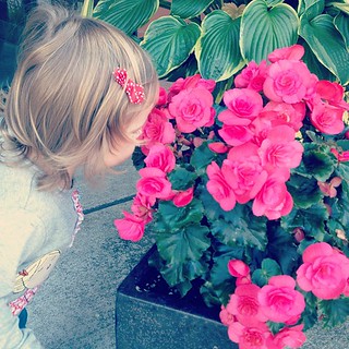Stopping to smell the roses.