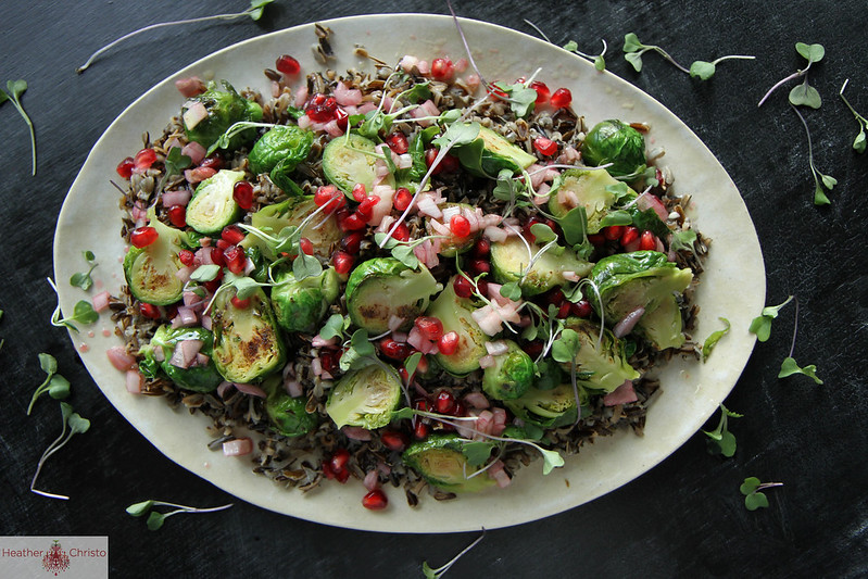 Wild Rice Salad with Brussels Sprouts and Pomegranate Vinaigrette