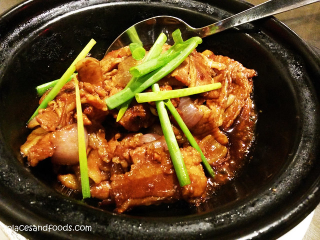 village roast duck pork belly with salted fish in a pot