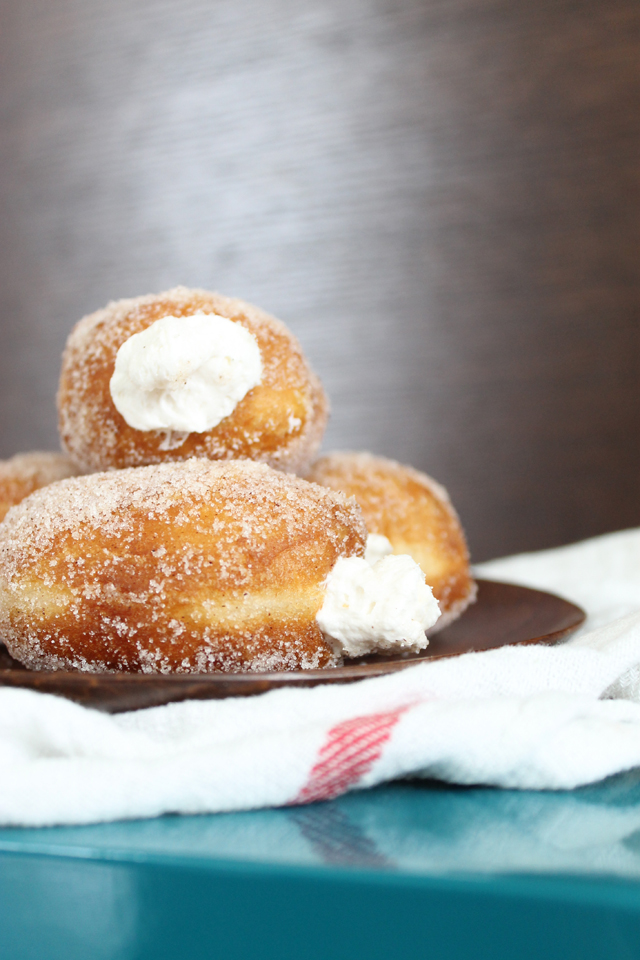 Homemade Vanilla Creme Filled Donuts