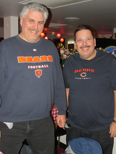 The two Eds at Danny's Pizza Place wearing their Chicago Bears T shirts.  Chicago Illinois.  Tuesday, November 26th, 2013. by Eddie from Chicago