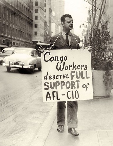 Vince Copeland pickets in solidarity with Congo workers in 1960. Copeland was a author who wrote on imperialism, labor and politics. by Pan-African News Wire File Photos