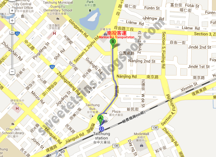 map from taichung railway station to nantou bus transporation