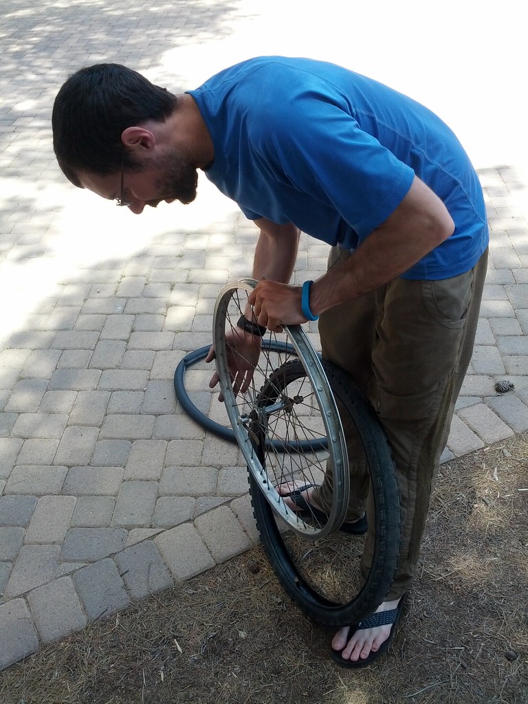 Meanwhile, Luke worked on fixing some flats & replacing tires on some of the bikes. 
