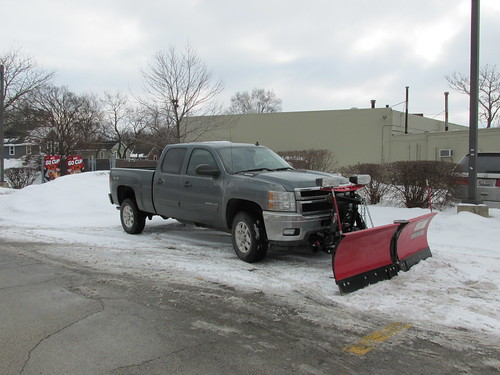 A local snowplow equipped pick up truck.  Elgin Illinois.  January 2014. by Eddie from Chicago