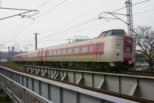JR West 381 series near Tamatsukuri-Onsen.Sta, Matsue, Shimane, Japan /Feb 24, 2014