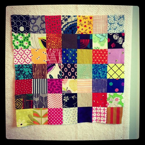 first block of the scrap vomit quilt, finito!