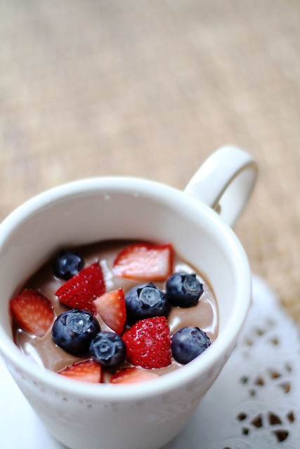 Chocolate Pot de Creme with Fresh Berries & Fruit Compote