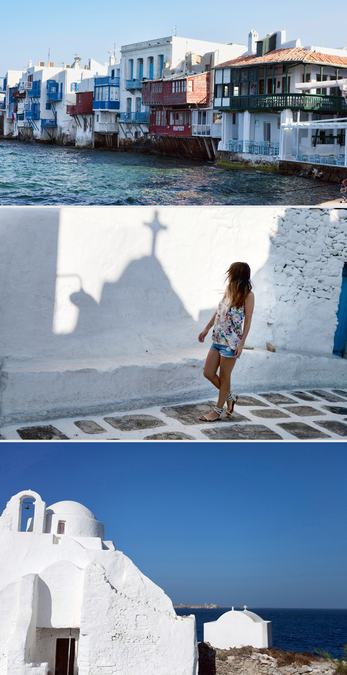 barbara crespo travels holidays blue & white mykonos street style outfit