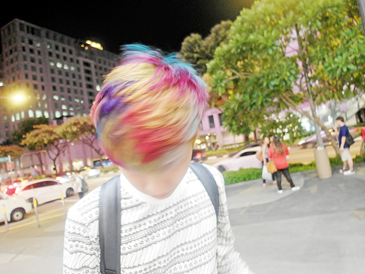 messy rainbow hair