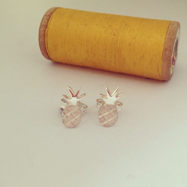 Just about to pop these new handmade silver pineapple studs in to the shop. They're a one off so far, but if you like them I shall make more. :) #handmade #silversmith #earrings #pineapple