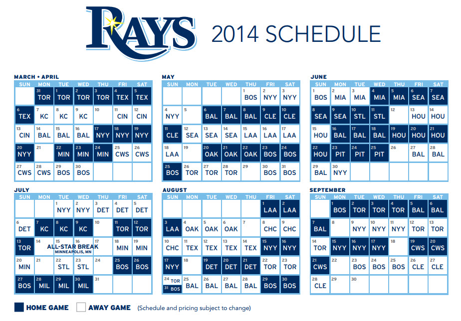 2014 Rays schedule
