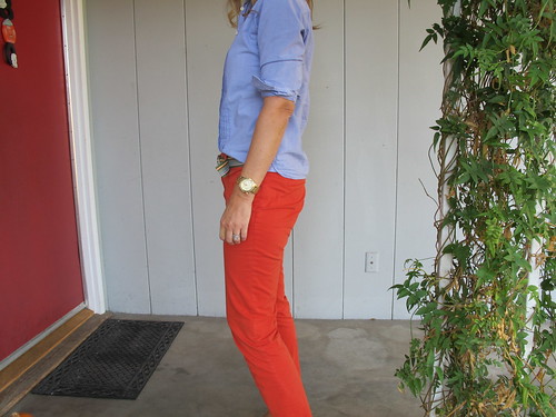 with orange pants