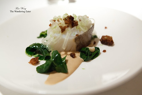 Third course - Cod topped with pickled cauliflower puree