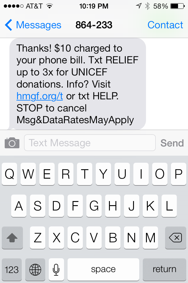 text donating 4