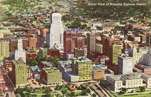 downtown Memphis (vintage postcard via Jasperdo, creative commons)