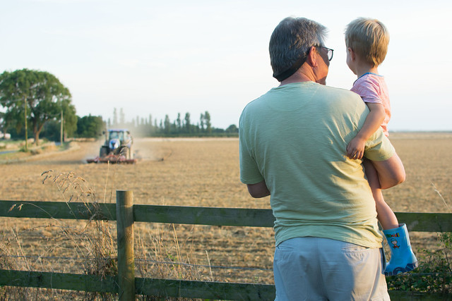 Grandpa & Theo tractor watching