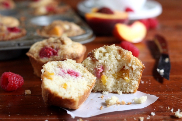 Raspberry Peach Muffins