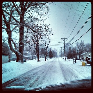 Drive to work this morning #snow #newengland #latergram