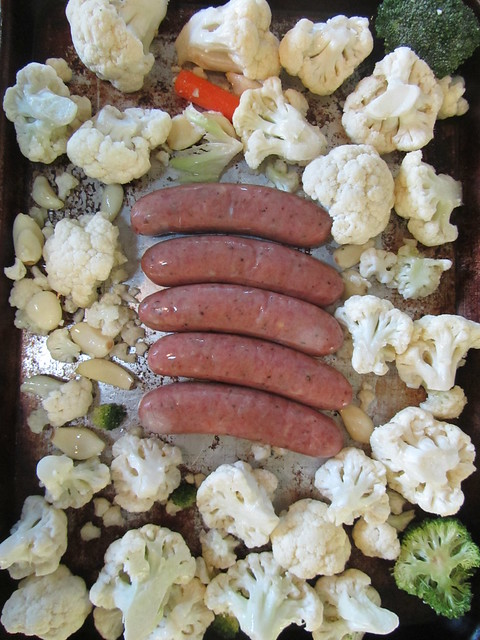 Sheet Pan Dinner (cauliflower and sausage)
