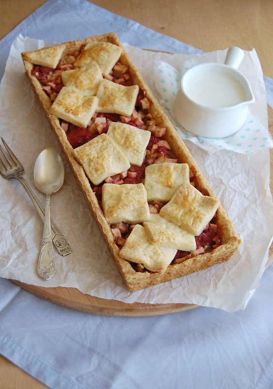 Patchwork strawberry & apple pie / Torta patchwork de morango e maçã