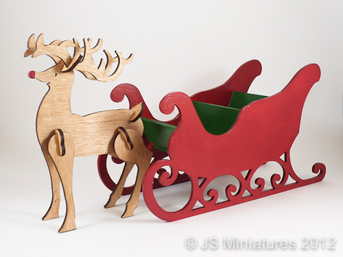 1 Reindeer + Sleigh Painted wm sm