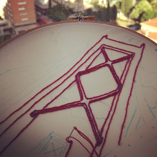Some progress on my embroidered illustration. #airingfromlisbon (actually in #bcn)