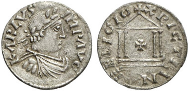 Denarius with the portrait of Charlemagne