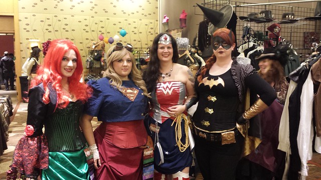 Superheroines in Vendor Hall at Steamcon