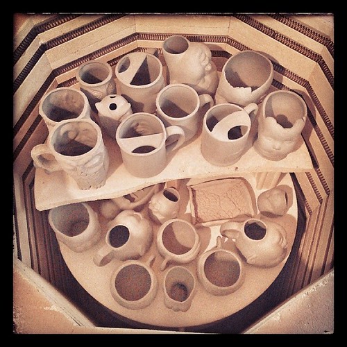 Loaded, again. #ceramics #kiln #greenware