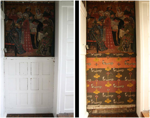 Before-and-after restoration, drawing room, Red House. (Image courtesy of Red House / National Trust.)