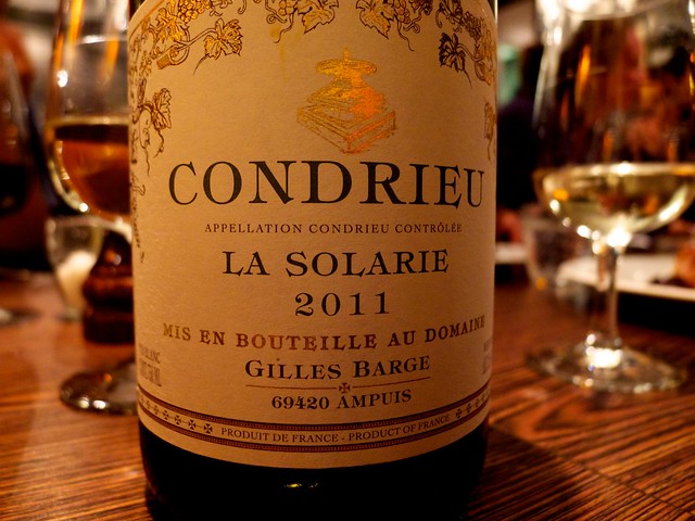 白ワインは、CONDRIEUのLA SOLARIE。はじめてのんだー。うまかったー。
