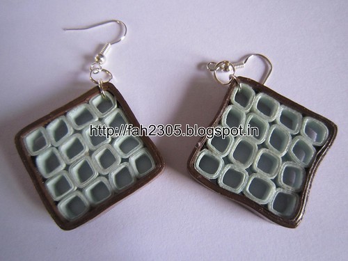 Handmade Jewelry - Paper Quilling Square Earrings (2) by fah2305