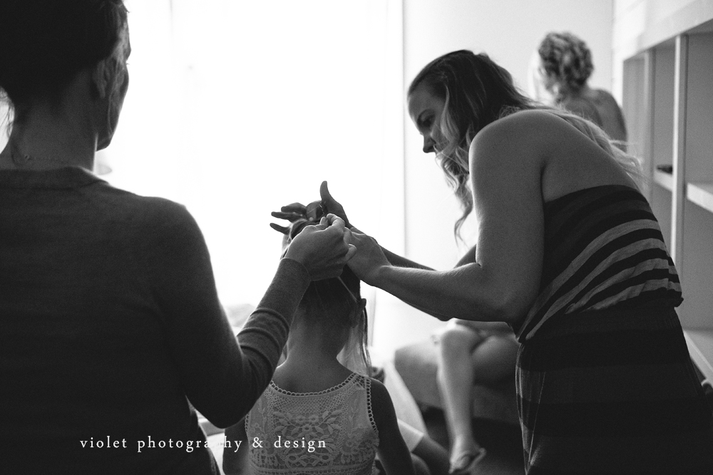 Bride does hair on day of wedding