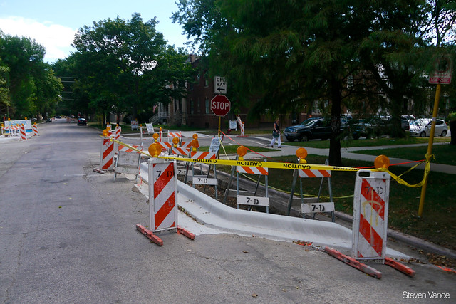 Construction of the Berteau Avenue neighborhood greenway