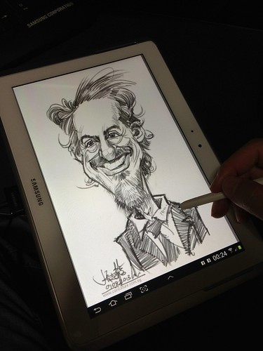 Robert Downey digital caricature pencil sketch on Samsung Galaxy Note 10.1