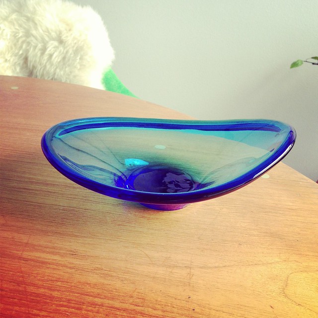 Blue Glass Holmegaard/Per Lütken Style Bowl