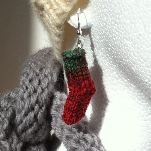 Miniature Sock Stocking Earrings by Beatrixknits
