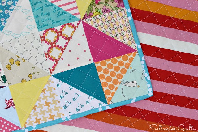 Scrappy Happy Baby Quilt | Half Square Triangles | © Saltwater Quilts 2013