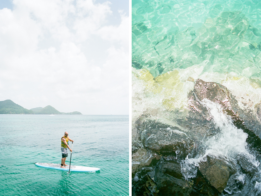 portra160 st lucia paddleboarding and rocks