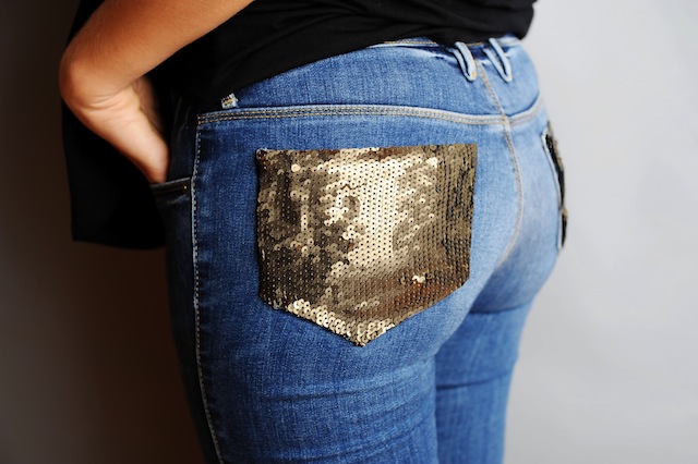 DIY Sequin Pocket Jeans