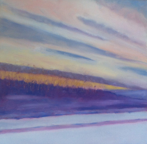 Winter Drive at Sunset (Oil Bar Painting as of June 12, 2013) by randubnick
