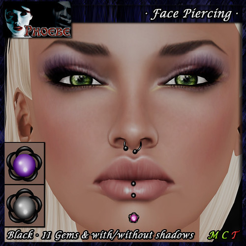 *P* Woman Face Piercing Q8 ~Black-11 Gems~