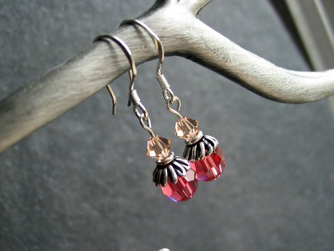 Peachy Pink Crystal Drops by Christina Ann Jewelry